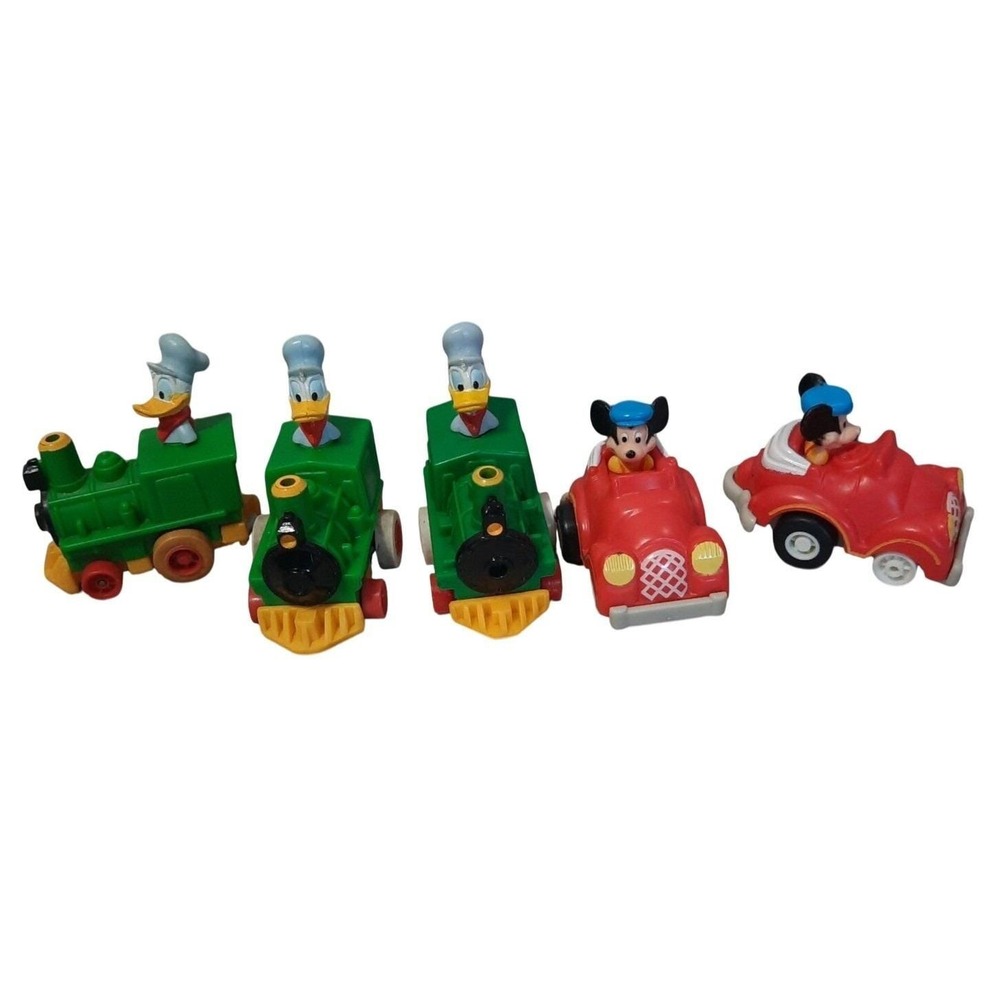 Lot of 5 McDonald's Disney Pull-Back Racers Donald Duck Mickey Mouse Cars VTG